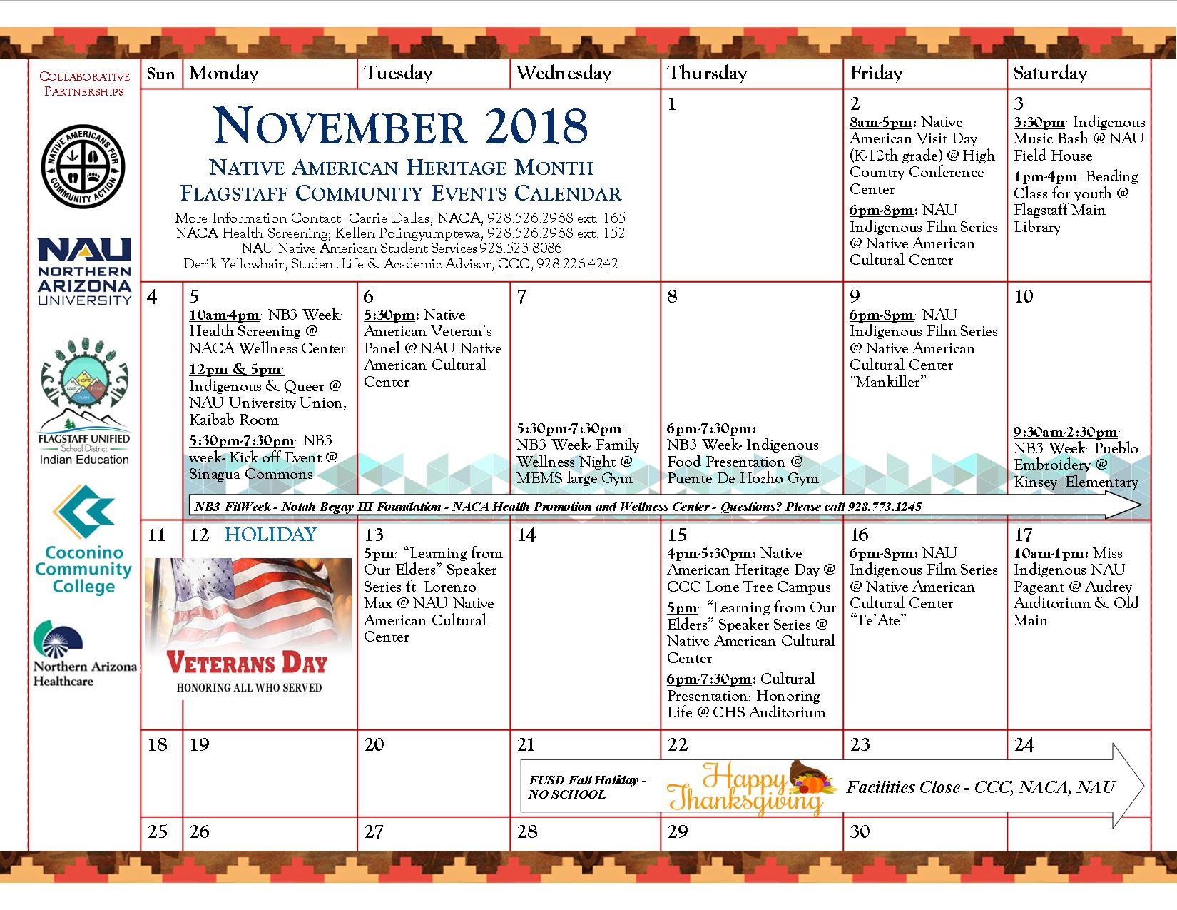 WhiteHanson, P / November Calendar 2018 Native American Heritage Month